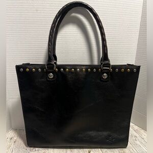 Patricia Nash Black Tote with Brass Details